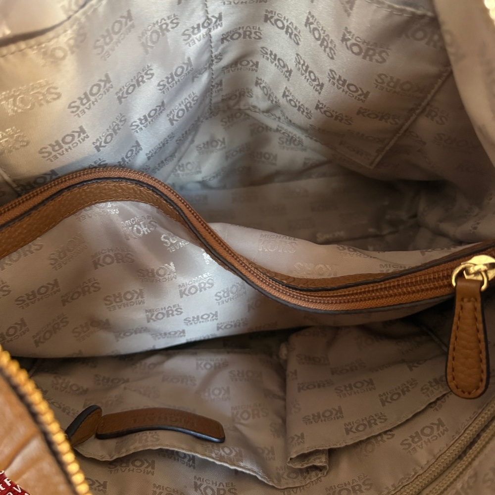 Michael Kors Anita Pebbled Leather Shoulder Bag – Acorn/Camel - Picture 6 of 13